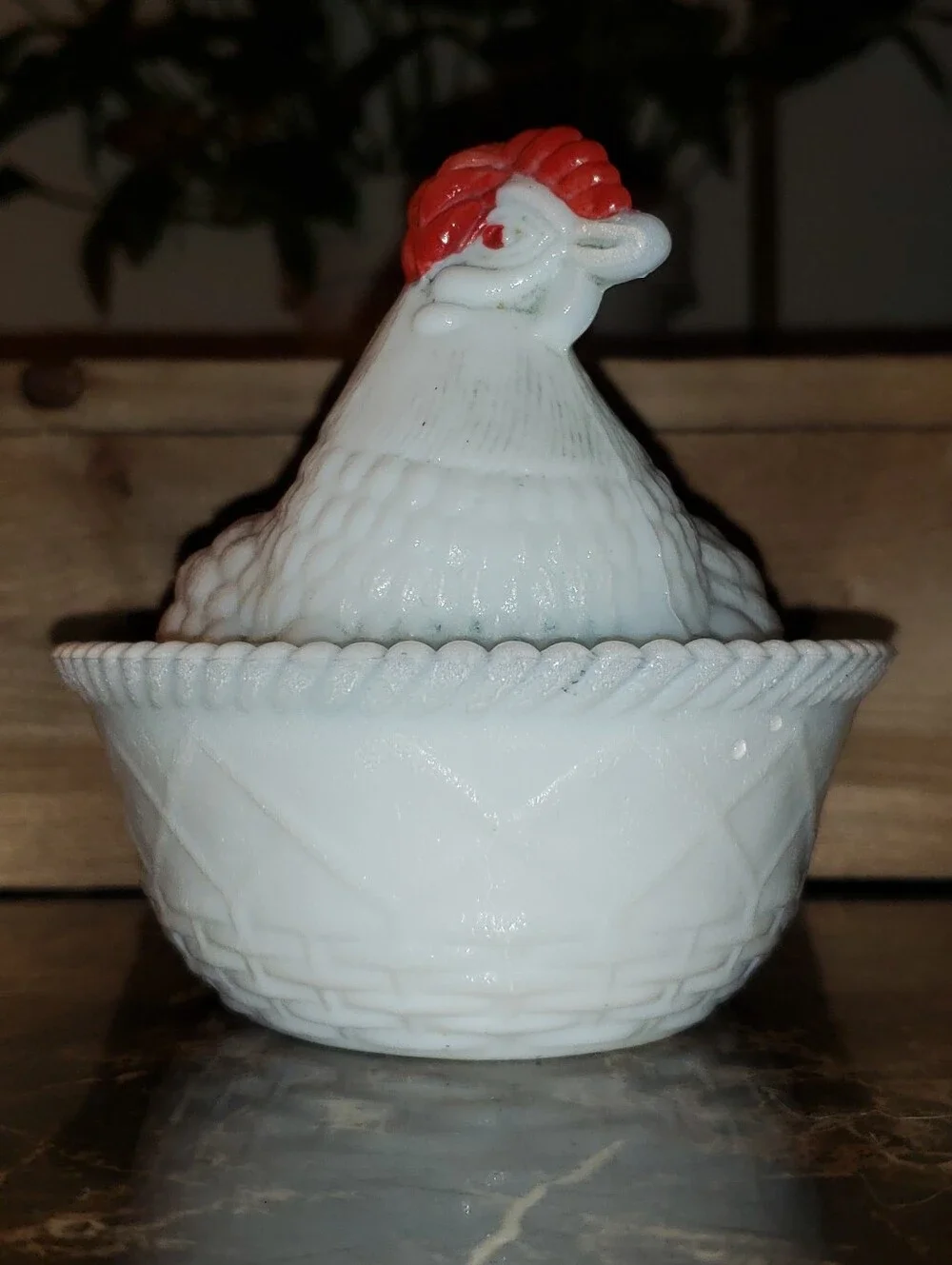 Vintage Westmoreland Lidded Milk Glass Hen On Nest Dish